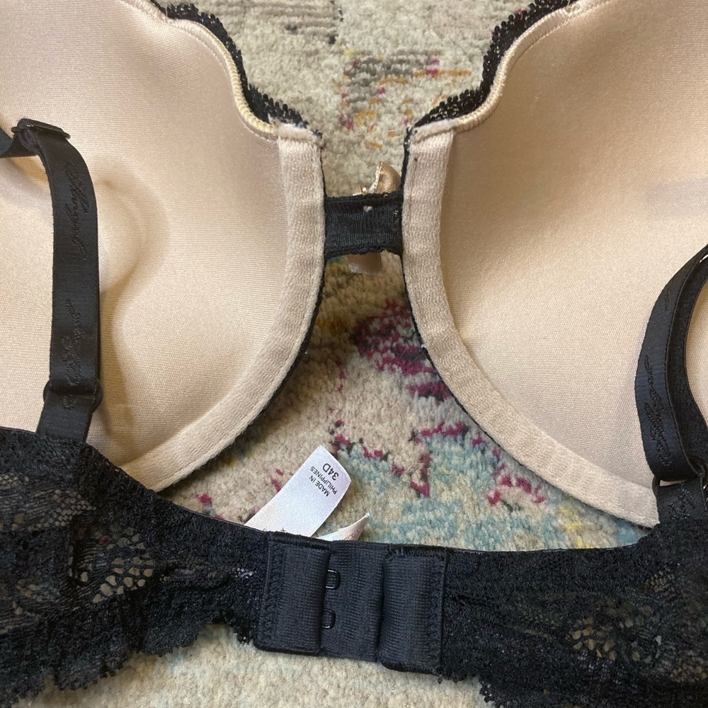 Victoria’s Secret Angels Black And Tan Lace Push Up Bra Size 34D - Picture 7 of 11